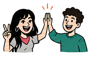 Dos pasajeros celebrando